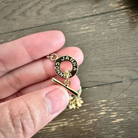 JANNA CONNER Multicolored Dancing Pearls Crystal Gold Tone chain necklace - Picture 5 of 7